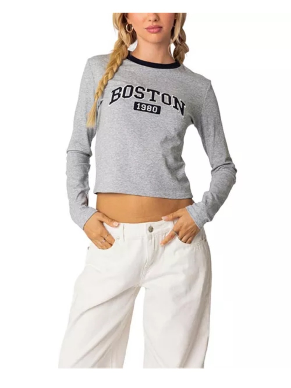 Edikted Boston Grey Long Sleeve Top